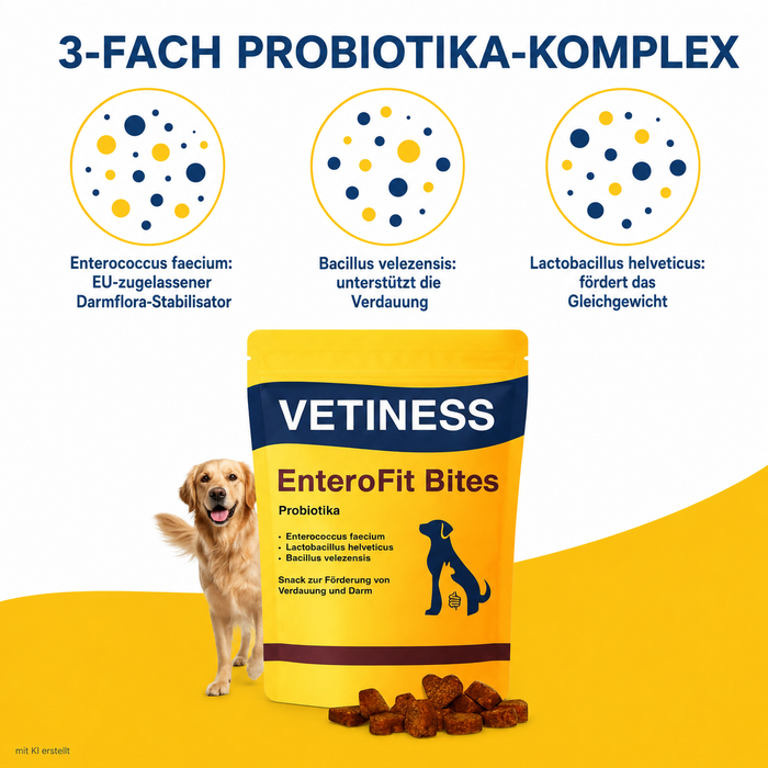 Vetiness EnteroFit Bites – 3-fach Probiotika-Komplex mit drei ausgewählten Bakterienstämmen