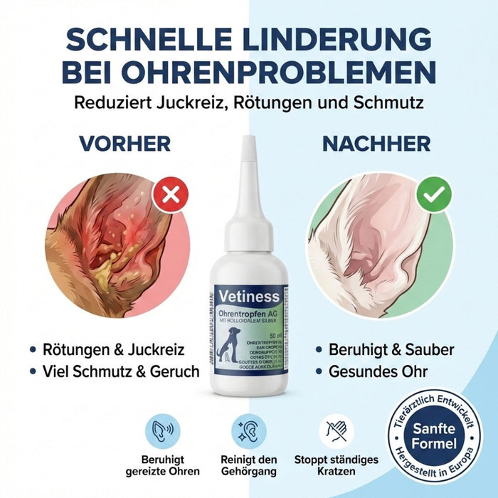 Vetiness Ohrentropfen AG – mit kolloidalem Silber und Aloe Vera