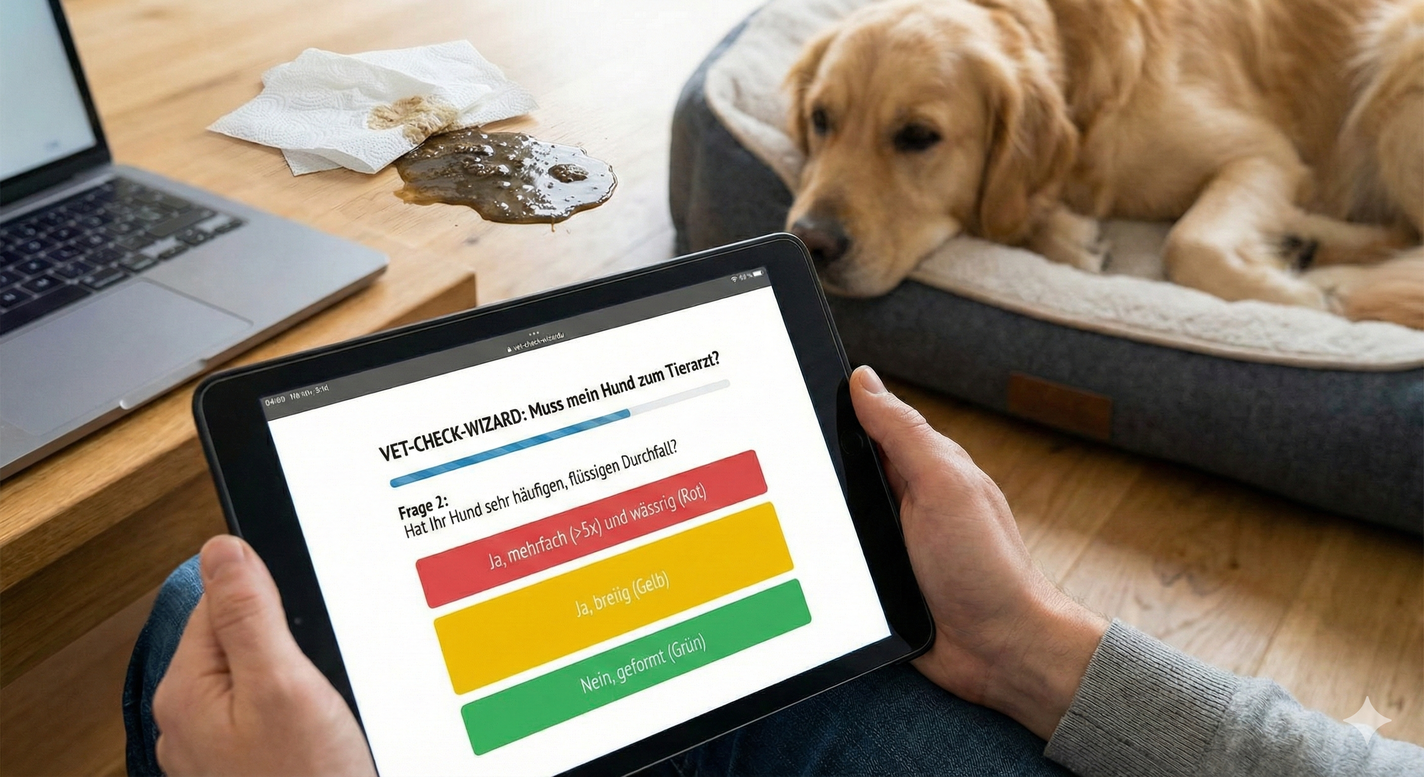 Durchfall beim Hund: Sofort-Hilfe & wann Sie zum Tierarzt müssen