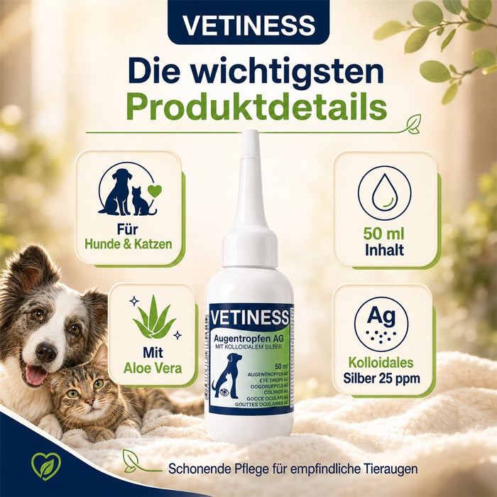 Vetiness Augentropfen AG mit Aloe Vera und kolloidalem Silber 25 ppm